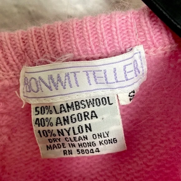 VINTAGE Bonwit Teller Barbie Pink Cropped Wool Sweater size Small - Picture 10 of 15